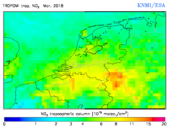 Regional Tropospheric NO2 of March 2018