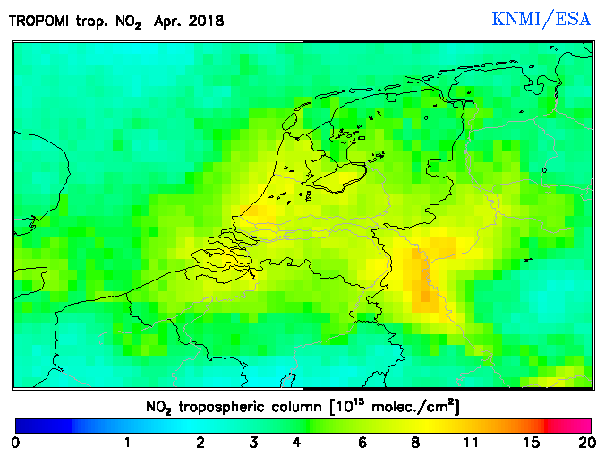 Regional Tropospheric NO2 of April 2018