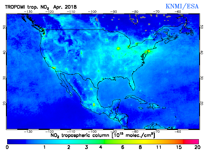 Regional Tropospheric NO2 of April 2018