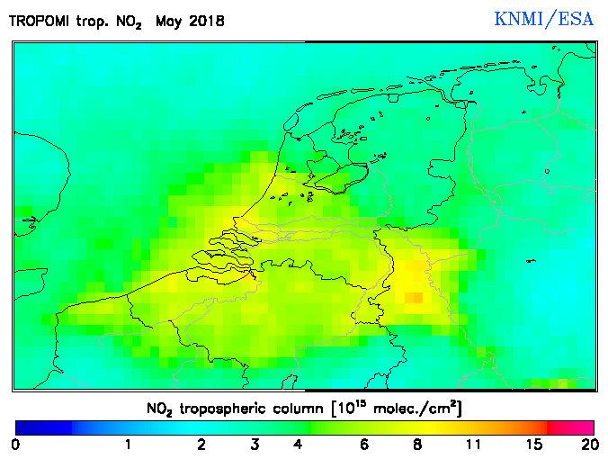 Regional Tropospheric NO2 of May 2018
