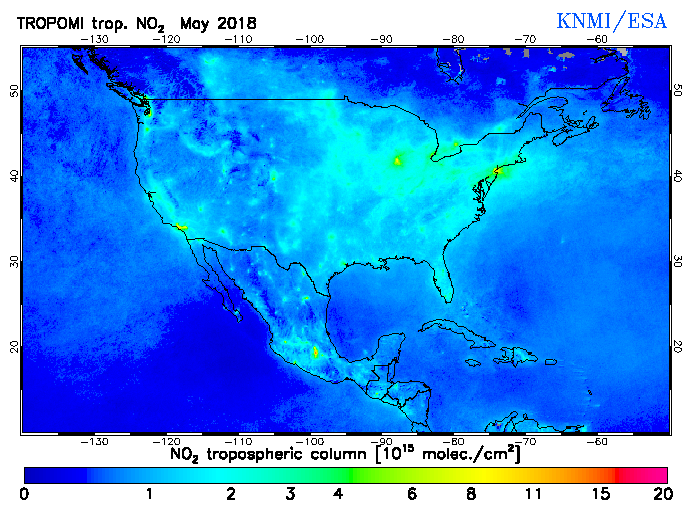 Regional Tropospheric NO2 of May 2018