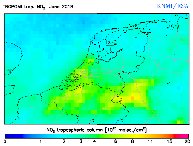 Regional Tropospheric NO2 of June 2018