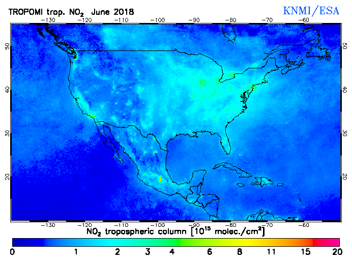 Regional Tropospheric NO2 of June 2018