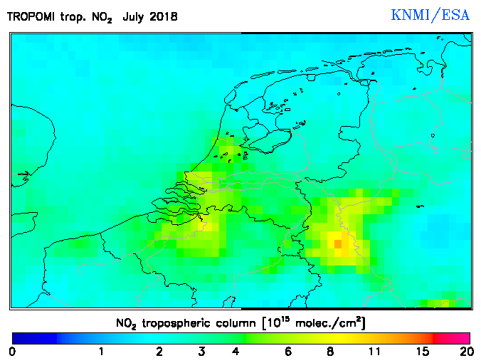 Regional Tropospheric NO2 of July 2018