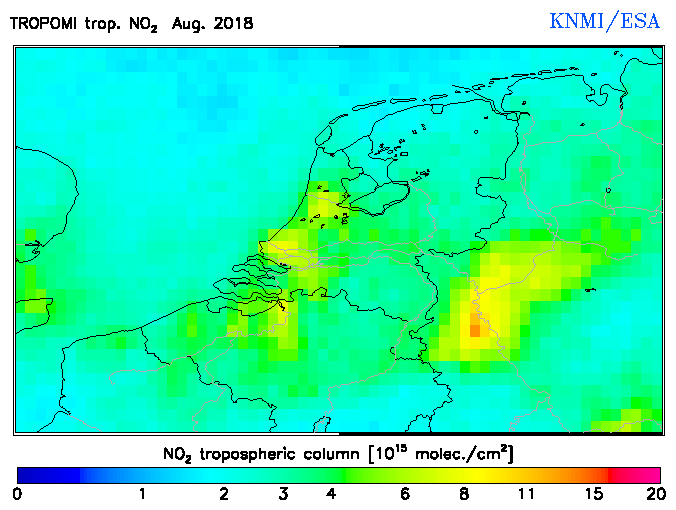 Regional Tropospheric NO2 of August 2018