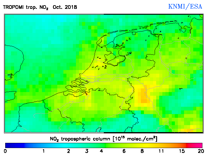 Regional Tropospheric NO2 of October 2018