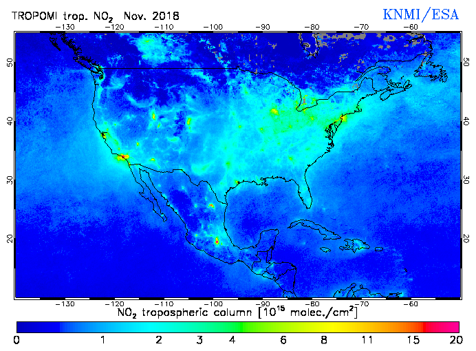 Regional Tropospheric NO2 of November 2018