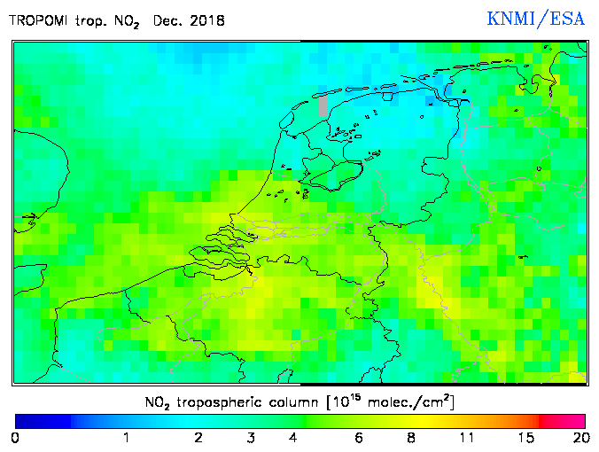 Regional Tropospheric NO2 of December 2018