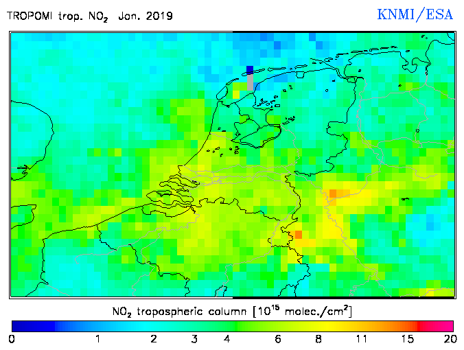Regional Tropospheric NO2 of January 2019