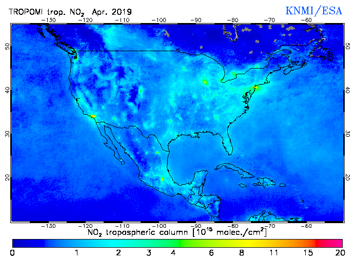 Regional Tropospheric NO2 of April 2019