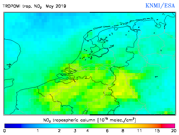 Regional Tropospheric NO2 of May 2019