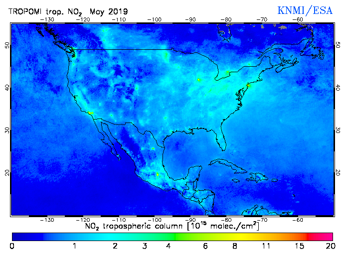 Regional Tropospheric NO2 of May 2019