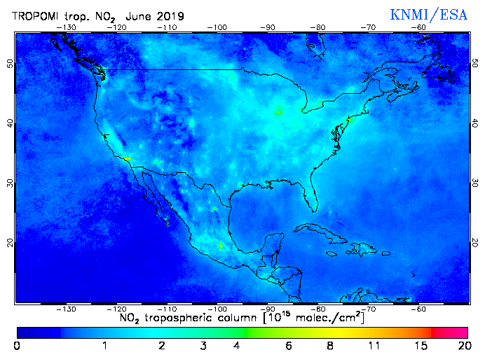 Regional Tropospheric NO2 of June 2019