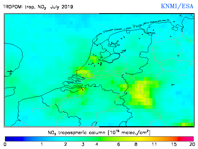 Regional Tropospheric NO2 of July 2019