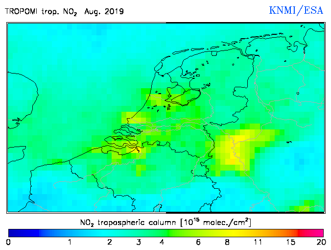 Regional Tropospheric NO2 of August 2019