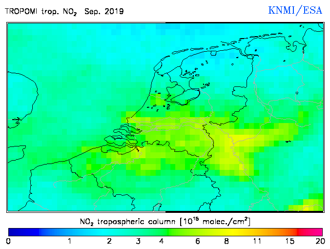 Regional Tropospheric NO2 of September 2019