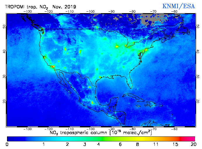 Regional Tropospheric NO2 of November 2019