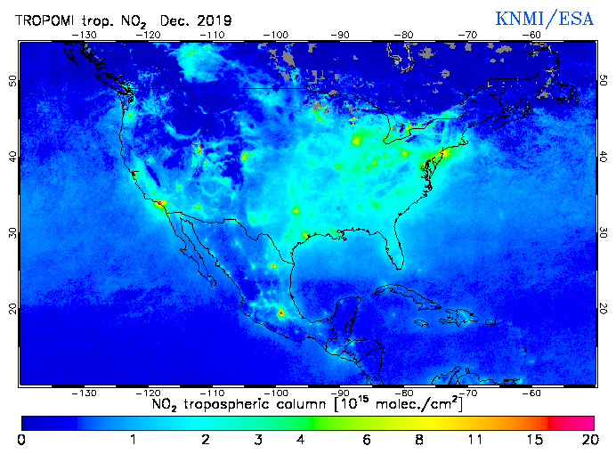 Regional Tropospheric NO2 of December 2019