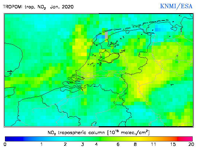 Regional Tropospheric NO2 of January 2020