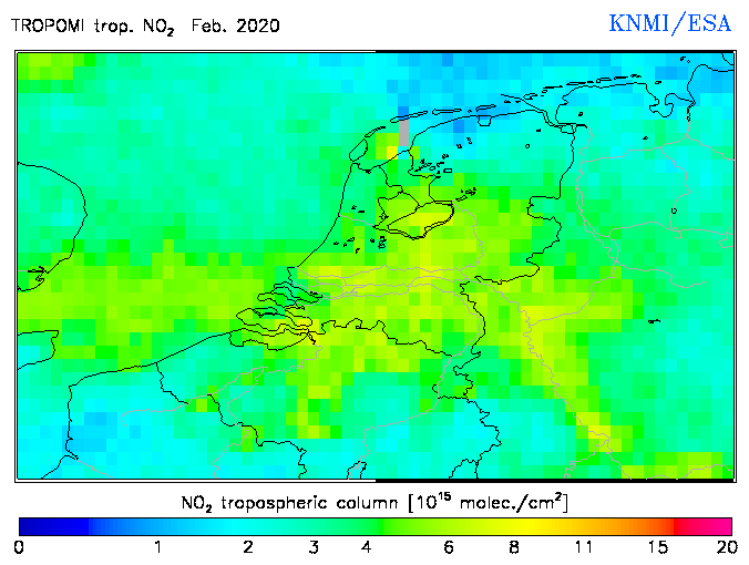 Regional Tropospheric NO2 of February 2020
