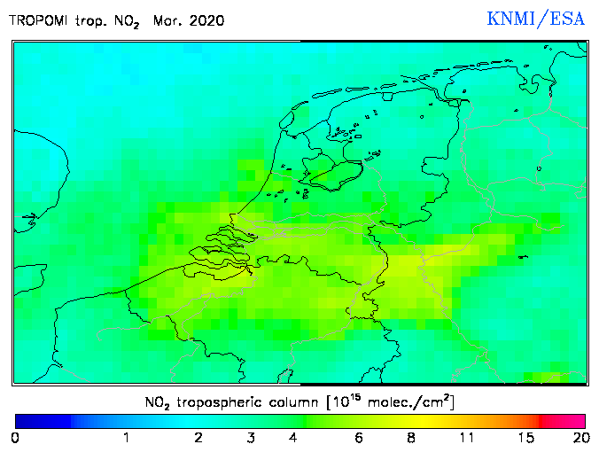 Regional Tropospheric NO2 of March 2020