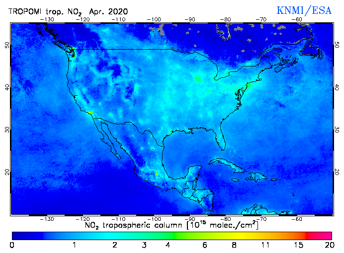 Regional Tropospheric NO2 of April 2020