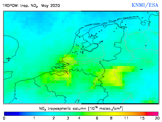 Regional Tropospheric NO2 of May 2020
