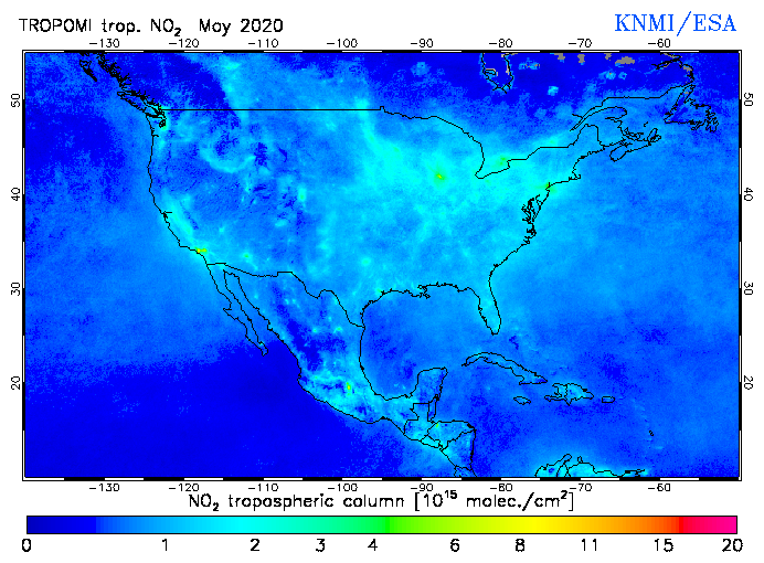Regional Tropospheric NO2 of May 2020
