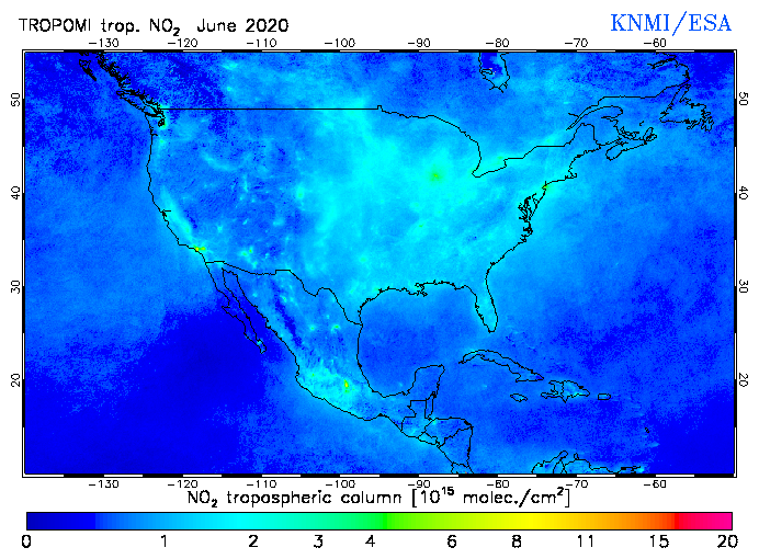 Regional Tropospheric NO2 of June 2020