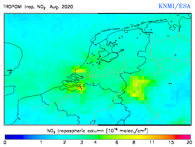 Regional Tropospheric NO2 of August 2020