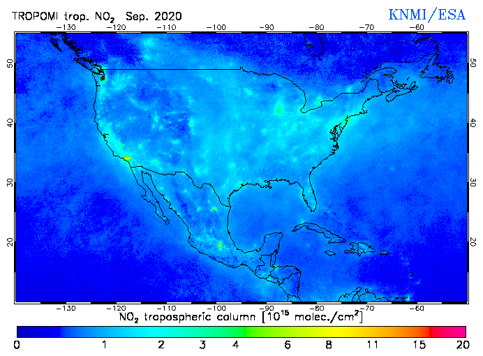Regional Tropospheric NO2 of September 2020