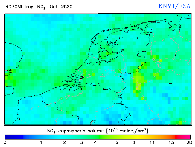Regional Tropospheric NO2 of October 2020
