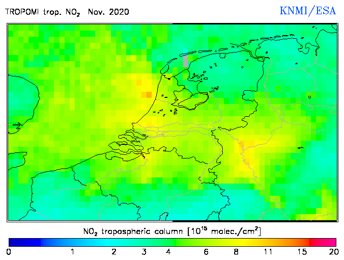 Regional Tropospheric NO2 of November 2020