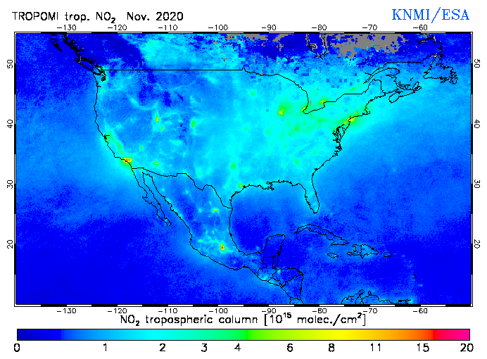 Regional Tropospheric NO2 of November 2020