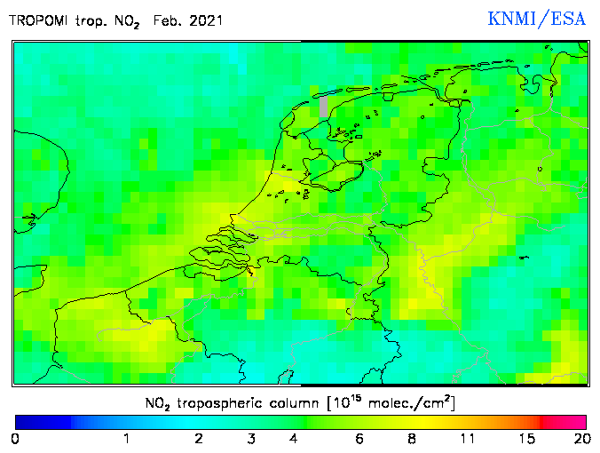Regional Tropospheric NO2 of February 2021