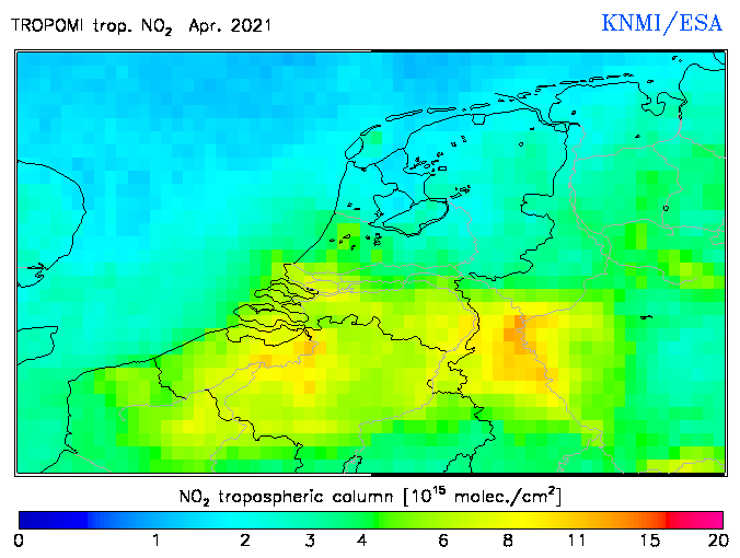 Regional Tropospheric NO2 of April 2021