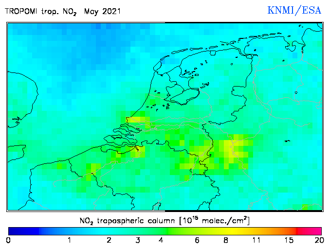 Regional Tropospheric NO2 of May 2021