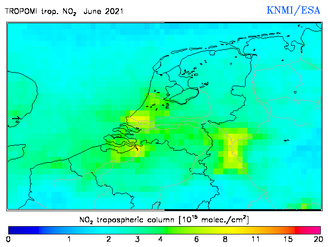 Regional Tropospheric NO2 of June 2021