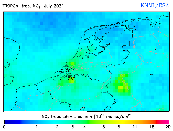 Regional Tropospheric NO2 of July 2021