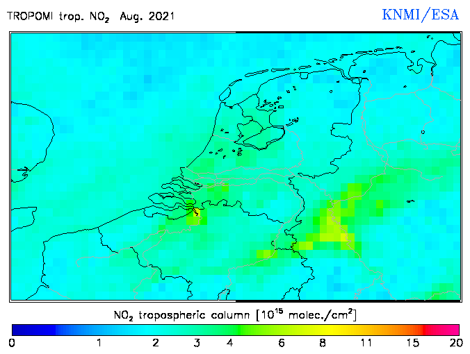 Regional Tropospheric NO2 of August 2021