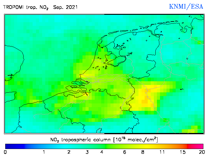 Regional Tropospheric NO2 of September 2021