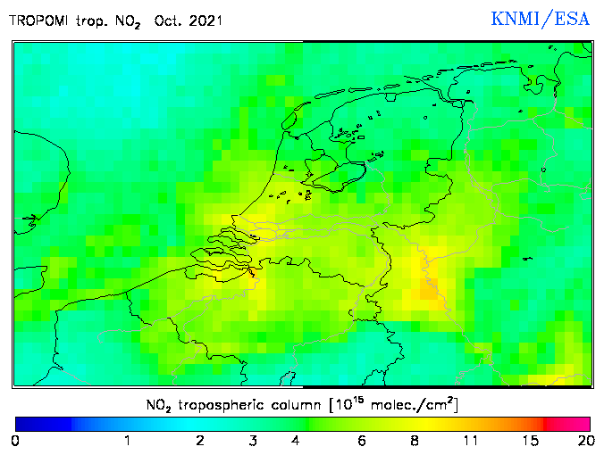 Regional Tropospheric NO2 of October 2021