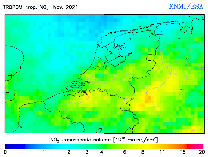 Regional Tropospheric NO2 of November 2021