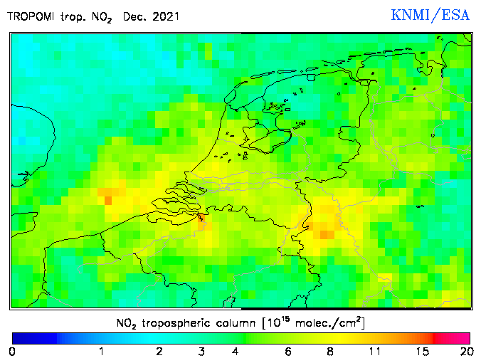 Regional Tropospheric NO2 of December 2021