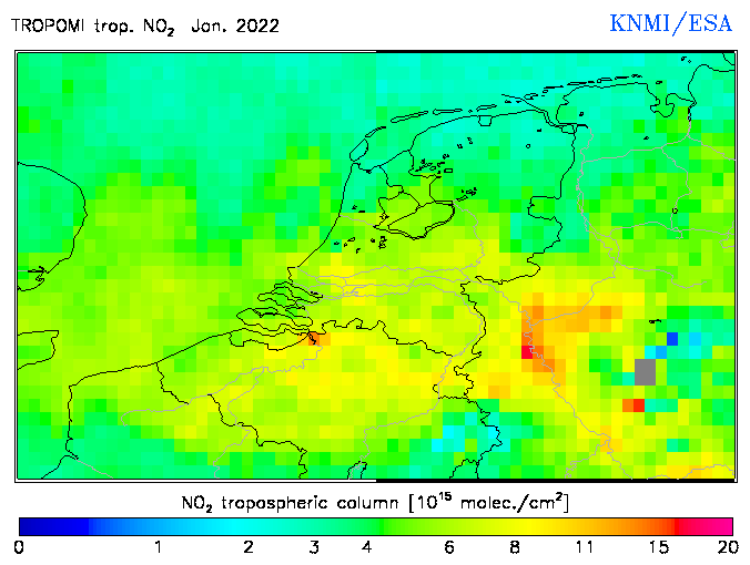Regional Tropospheric NO2 of January 2022