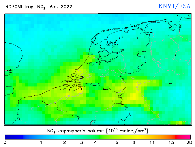 Regional Tropospheric NO2 of April 2022