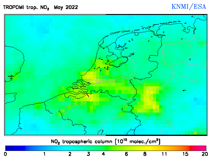 Regional Tropospheric NO2 of May 2022