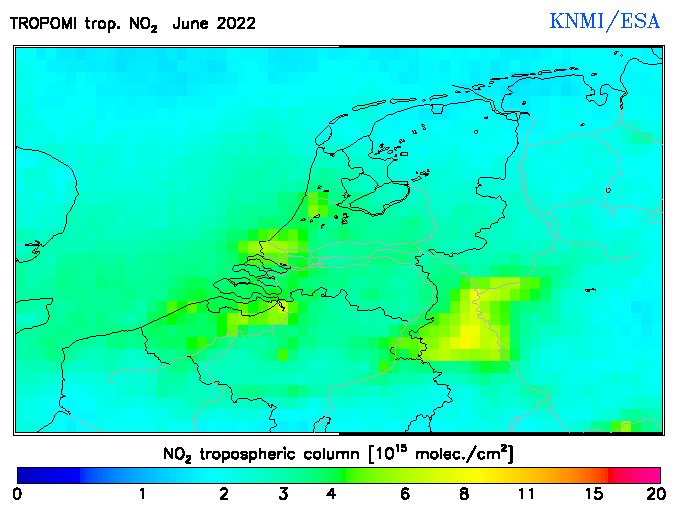 Regional Tropospheric NO2 of June 2022