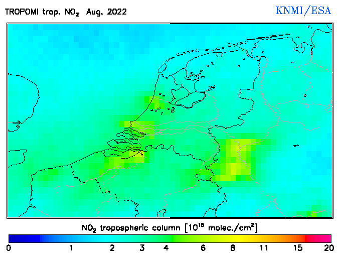 Regional Tropospheric NO2 of August 2022
