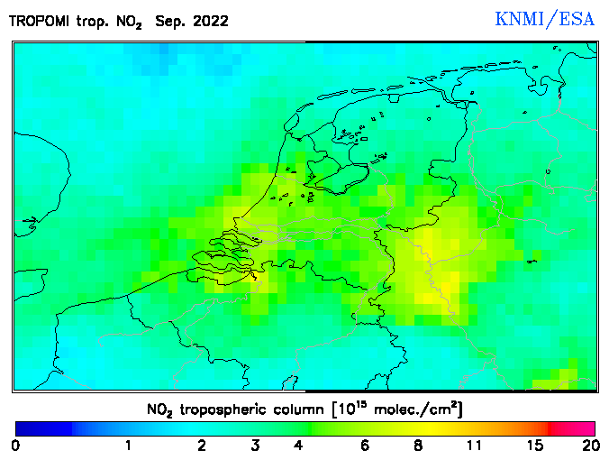 Regional Tropospheric NO2 of September 2022